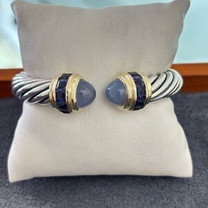 David Yurman 10mm Renaissance Cable Bracelet with Chalcedony & Iolites-Small